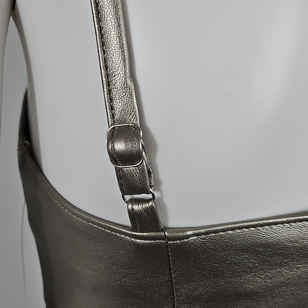 NWT Kirious Los Angeles Silver Metallic Vegan Leather Bodycon Mini Dress - Picture 7 of 16